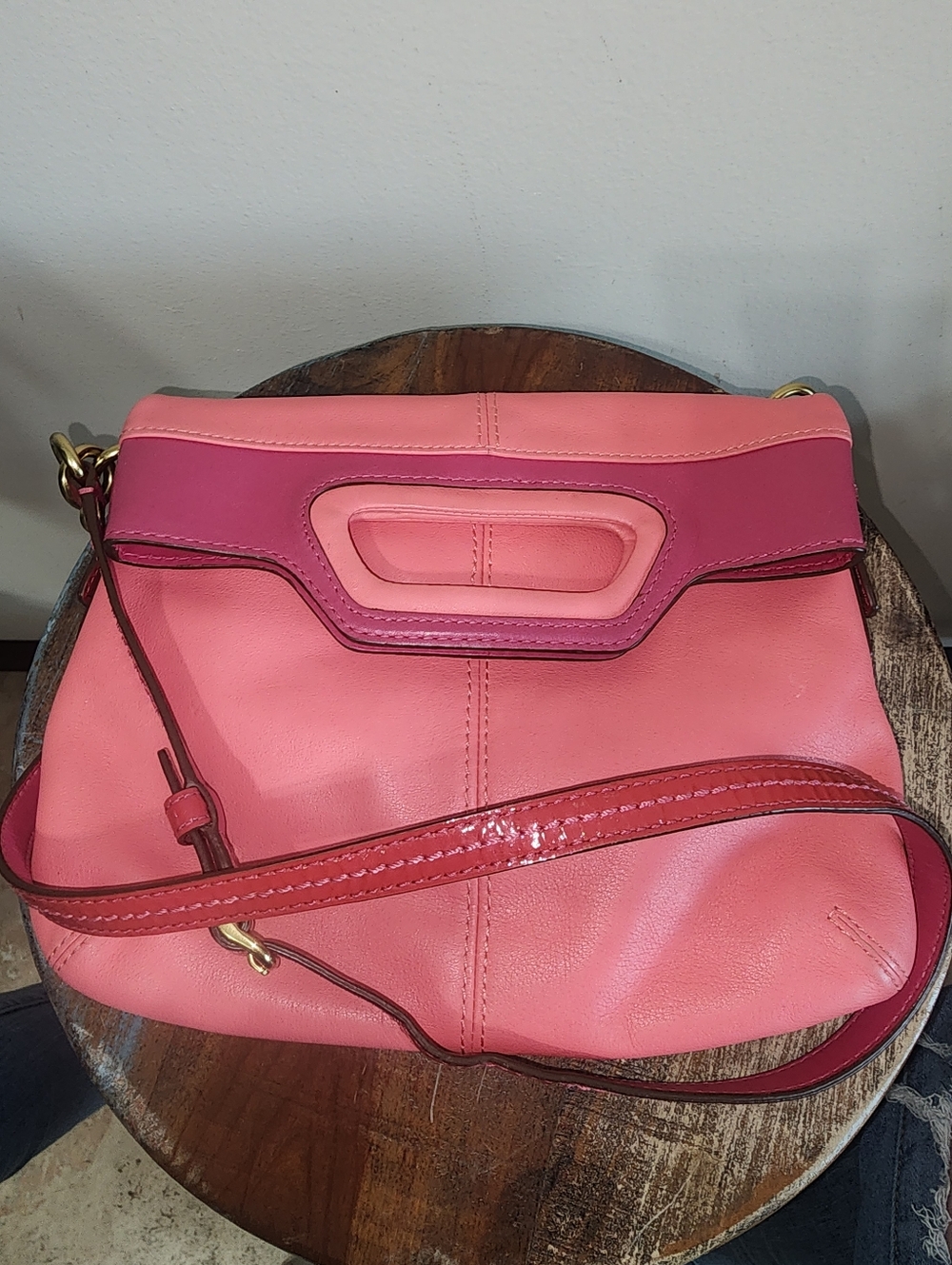 Vintage Coach Y2K Bonnie Cashin Pink Colorblock Leather Crossbody Foldover 13388